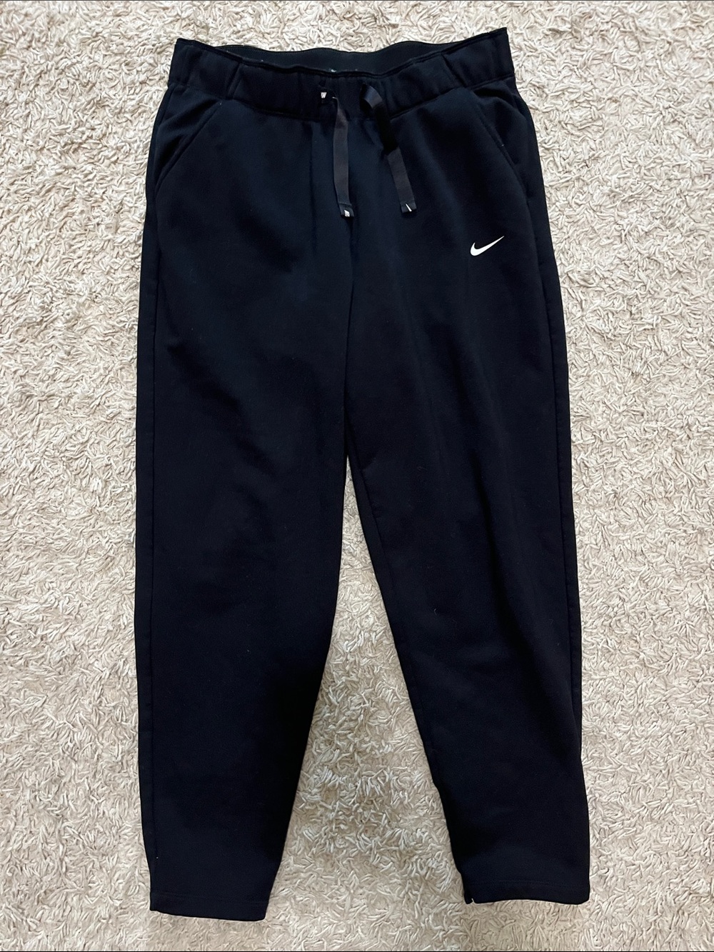 Nike Black women Fleece Joggers with White Swoosh